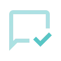 Chat bubble and checkmark icon